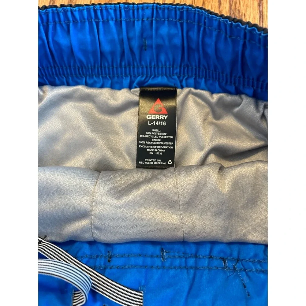 Gerry Swim Trunks Youth Boys Shorts size L14-16  Black\Blue\Grey Back Packet